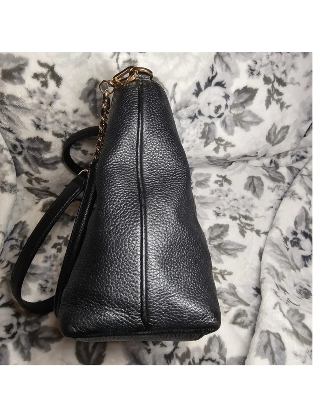 Tory Burch Black Pebbled Leather Britten Convertible Tote Bag